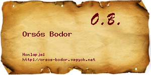 Orsós Bodor névjegykártya